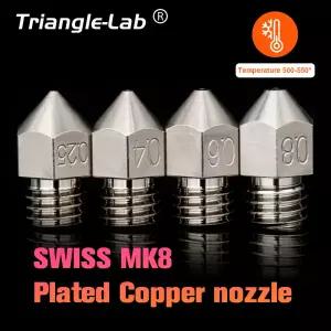 Trianglelab Swiss MK8 도금 구리 노즐 CR10 Hotend ENDER3 용 3D 프린터 용 내구성 비 스틱 고성능 M6 스