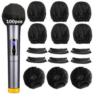 일회용 100개, 부직포, 깨끗한 무취 윈드스크린 팝 필터 보호 캡을 덮는 휴대용 노래방 마이크용 선프로 마이크