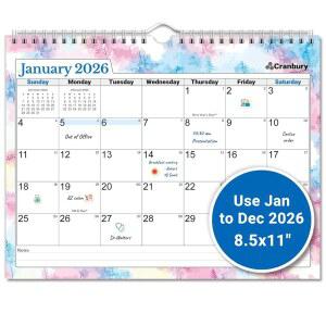 크랜버리 월 캘린더 2026 8 5x11