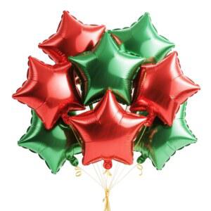 크리스마스, 생일, 결혼식, 학사 졸업식 및 파티 장식을 위한 브로비틱 레드 그린 별 풍선 12개, 18인치 모양의 헬륨 12개