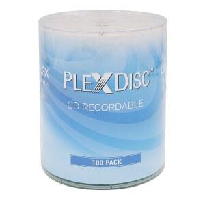 [미국배송] PLEXDISC CD-R 700MB 52X 로고 상단 빈 디스크 - 100팩 | 음악 오디오 데이터 레코딩을 위한 쓰기 가능한 대용량 CD 음악 및 스토리지를 태우는 데 이상적임 (용기 없음)