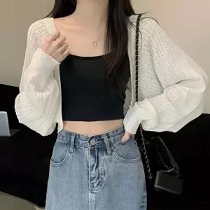 여성 볼레로 가디건 펀칭 얇은 여름 그물 니트 3컬러 (KYR-WFH9AWF)