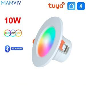공장등MANVIV LED 다운라이트 블루투스 천장 램프 스포트라이트 AC90V240V 오목한 원형 RGB 조명 조도 조절