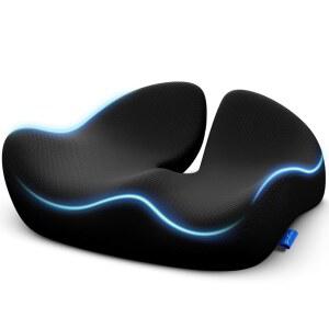 압력 완화를 위한 ZIKEE 선구적인 시트 쿠션, 좌골, 허리, 및 꼬리뼈 인체공학적 사무용 의자 미끄럼 방지 베이스가 있는 메모리 폼 카시트 쿠션