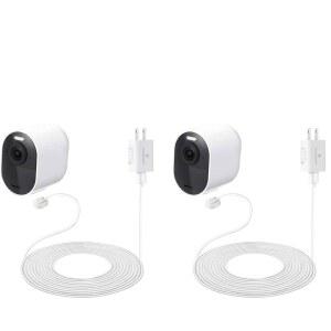 Arlo Ultra /Ultra 2 /Pro 3 4 5s와 호환되는 급속 충전 어댑터가 있는 4.8m /16피트 /4.8m 내후성 실외 케이블 (2팩, 화이트) (Arlo 에센셜 스포트라이트와 호환되지 않음)
