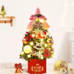 40cm 밤 소량 설레는 미니 테이블 크리스마스트탁상용 풀세트 장식 꼬마 완제 츄리 용트 전구 포함 나무