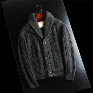 카라 남자 숄 두꺼운 캐주얼 자켓 겉옷 두툼한 스웨터 가디건