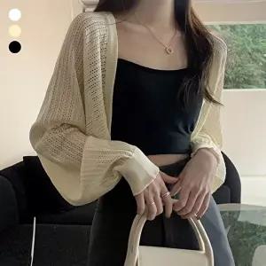 여자 시원한 봄 소재 긴팔 얇은 볼레로 펀칭 (KYR-WFHDK2U)