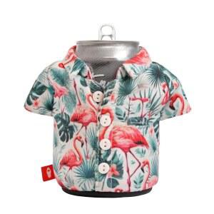Puffin - 알로하 셔츠 단열 355ml(12온스) 캔 쿨러 I 맥주 병 및 소다 단열재, 음료와 음료를 차갑게 유지 플라밍고