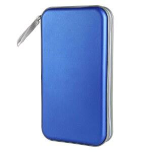 Siveit CD 케이스 홀더, 80개 용량 /DVD 홀더 지갑 하드 플라스틱 DVD 디스크 보관 바인더 자동차 홈 오피스 여행용 (블루)