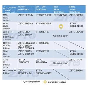 호환 ZTTO MTB 로드 바이크용 프레스 핏 바텀 브래킷  PF30 68  73mm  Φ46mm 쉘  스핀들 크랭크셋 체인셋