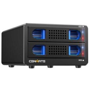 CENMATE 알루미늄 듀얼 베이 하드 드라이브 RAID 인클로저, 2.5 u201C / 3.5인치 SATA HDD /SSD(USB A /C 3.0 포함), 도구 없는 4가지 모드(RAID 1 /0 JBOD NORMAL 지원)