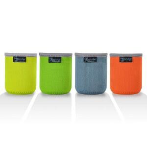 Beautyflier 미끄럼 방지 엠보싱 네오프렌 병 단열 슬리브 4개 팩, 두꺼운 접이식 음료 캔 커버 캠핑 파티용 (212.6g(7.5온스)