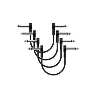 Freleaf 3IN 플랫 기타 패치 케이블, 소음 방지, 공간 절약, 이펙트 페달용 0.6cm(1 /4인치) TS 직각, 7.6cm(3인치) 4팩, 블랙