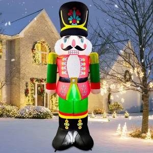 GOOSH 7 FT 크리스마스 풍선 호두까기 병정 야외 장식이 정원 잔디 실내 파티 장식에 내장된 LED로 마당을