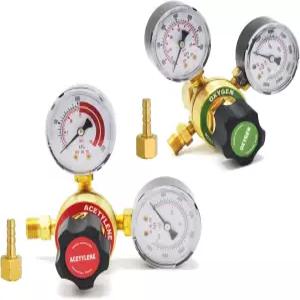 산소 및 아세틸렌 조절기 세트 CGA540 CGA200 입구 연결부 V형 용접 절단 토치와 호환 소형 실린더용