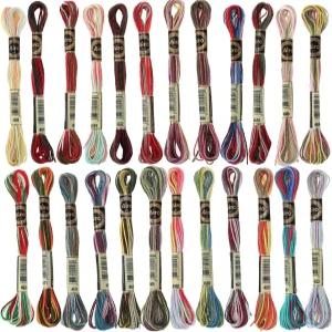 24 세인 다색 자수 치실 여섯 가닥 크로스 스티치 실 우정 팔찌 끈 다채로운 그라데이션 손 면사 바느질