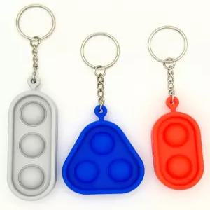 팝 피젯 열쇠고리 백팩 푸시 감각 심플 미니 장난감 - 3팩 실버 블루 레드