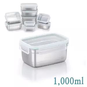 스텐 직사각 밀폐 용기 반찬통 1000ml/사각/김치통/반찬/김치/야채/보관/용/보관통/가정/업소/식당/다용도