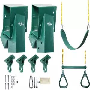 야외 놀이터 뒷마당 장비를 위한 ABUSA 헤비 듀티 사다리꼴 바 세트 브래킷 4개의 걸이 1석 1링 하드웨어