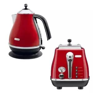드롱기 레트로 토스터 무선 전기 주전자 세트 레드