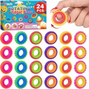 용 감각 장난감 피젯 링 자폐증 24팩 핑거 스피너 교실 경품용 조용한 스타킹 스터퍼 파티에서 선호하는
