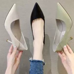 여자 펌프스 가죽 스틸레토힐 미들힐 뾰족코