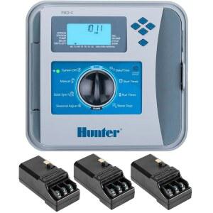 [미국배송] 헌터 프로-C P2C-400 실내 실외 모듈식 컨트롤러 4-스테이션 베이스 타이머 32개 스테이션으로 확장 가능 - PC400 및 PC400I를 대체하는 P2C400(4개 구역 포함)
