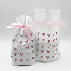 현이몰 리본 선물포장 봉투 답례품 구디백 핑크 하트 50매 선물가방 포장 행사 사은품 유치원 어린이집