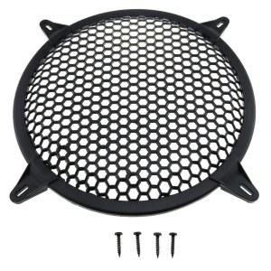 E-뛰어난 10인치 서브우퍼 스피커 와플 그릴 가드 프로텍터 커버 블랙 플라스틱 메시 원형 자동차 서브우퍼 스피커 커버