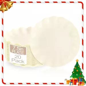 LIYH 20개 베이지 플라스틱 접시 재사용 가능 - 깨지지 않는 디저트 결혼식용 가리비 케이크 캠핑 파티