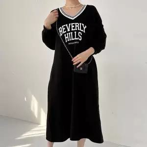 [하프클럽/나야홍]빅사이즈 601 줄지브이넥힐즈원피스 DRAV635