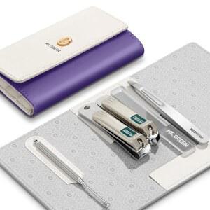 MR.GREEN 다채로운 매니큐어 세트 실용적인 페디큐어 키트 손톱깎이 개인 관리 도구 얼굴 헤어 가위 패션 케이스 포함 (Mr-6684 퍼플)