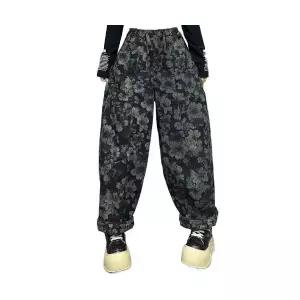 여성 배기핏 청바지 기모 겨울 프린트 캐주얼 바지 1PICK4