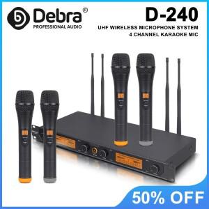 [호환품]오디오 D-240 노래방 프리젠테이션 핸드헬드 헤드셋 라발리에 마이크가 포함된 4채널 UHF 무선 시