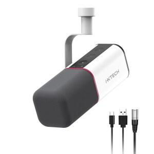 IXTECH 마이크 커버가 있는 카디오이드 다이나믹 마이크, 팟캐스트, 스트리밍, 녹음, 게임 및 보이스오버용 보컬 USB XLR (화이트)