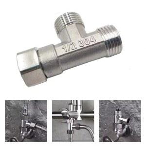 스테인레스 스틸 T 밸브 1/2 인치 T 어댑터 분배기 밸브 3 방향 목욕 비데 분무기 샤워 구멍 장치