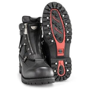 MMCC | 남성용 엑스트라 와이드 블랙 스무스 플레인 레이스 투 토 오토바이 가죽 부츠 MB440EEE-BLACK-10-EE