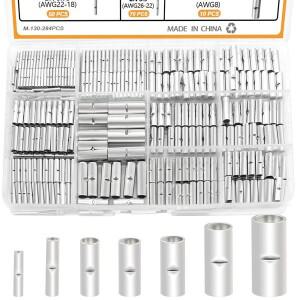 284피스 비 절연 버트 커넥터 26-6 주석 도금 빨간색 구리 와이어 압착