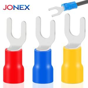 50피스 포크 크림프 단자 전기 와이어 커넥터 M4/M5/M6 U형 절연 스페이드매트 카펫 러그  고속 접합 케이