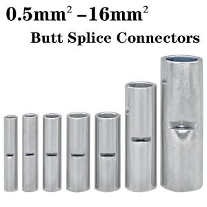 BN 순수 구리 스플라이스 와이어 커넥터 튜브형 크림프 단자 24-6AWG 버트 전선 케이블 연결