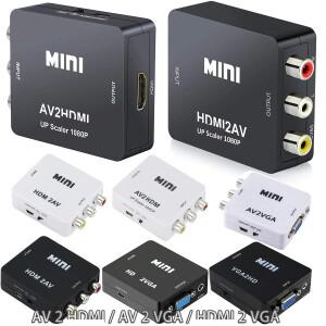 HDMI to RCA 변환기 VGA AV CVBS AV2HD 1080P L/R 출력 비디오 오디오 어댑터 박스 PAL/NTSC for 플스호환