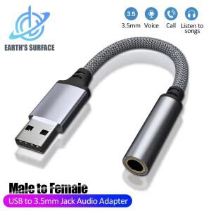 USB 3.5mm 잭 오디오 어댑터 A TRRS 암 어댑터(플스호환 PC 노트북 헤드폰 Mac용 외부 스테레오 사운드 카