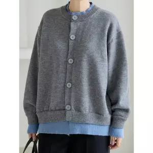 김여사 어반 배색 니트 가디건 빅사이즈 체형커버루즈핏 데일리 5VC512411