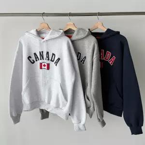 여성 국기 프린트 기모 후드티 오버사이즈 겨울 티셔츠