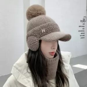 여성 겨울 캡 털모자 귀도리모자 모자 여성 귀달이모자 겨울모자 양털니트 귀마개 방울 방한모자