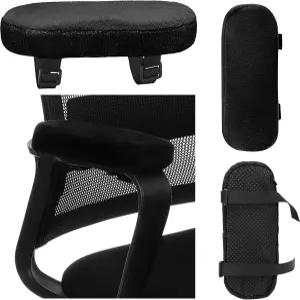 Threlaco 2Pcs 사무용 의자 팔걸이 패드 소프트 폼 커버 팔꿈치 및 팔뚝 지지 압력 (블랙)
