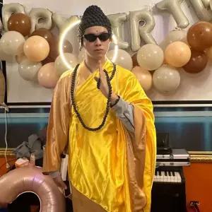 할로윈복장 삼장법사 스님 머리 의상 망토 스카프 코스튬 캐릭터 파티 옷 웃긴 개그 코스프레