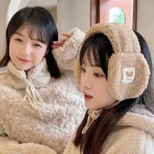 양털 곰돌이귀마개 귀도리 뽀글이 귀마개 방한귀마개 목도리