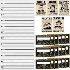 포효하는 20대 머그 샷 사진 부스 소품 높이 차트 배경 원티드 사인 포스터 팩 26개